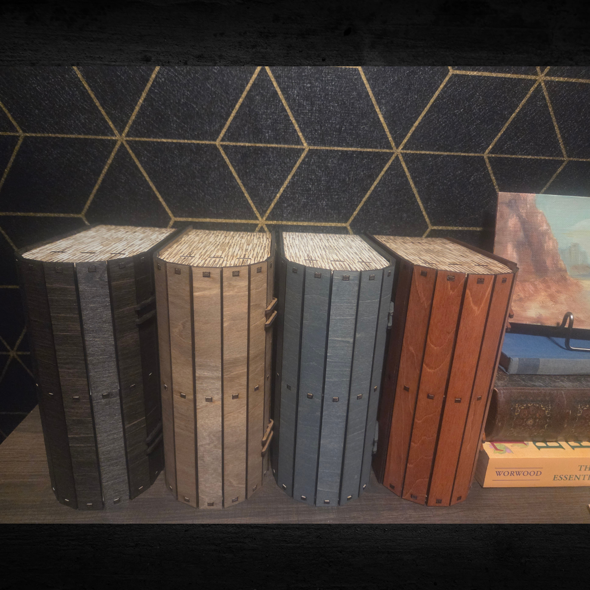 Wooden Hidden Storage Book Decoy Double Commander Deck Box