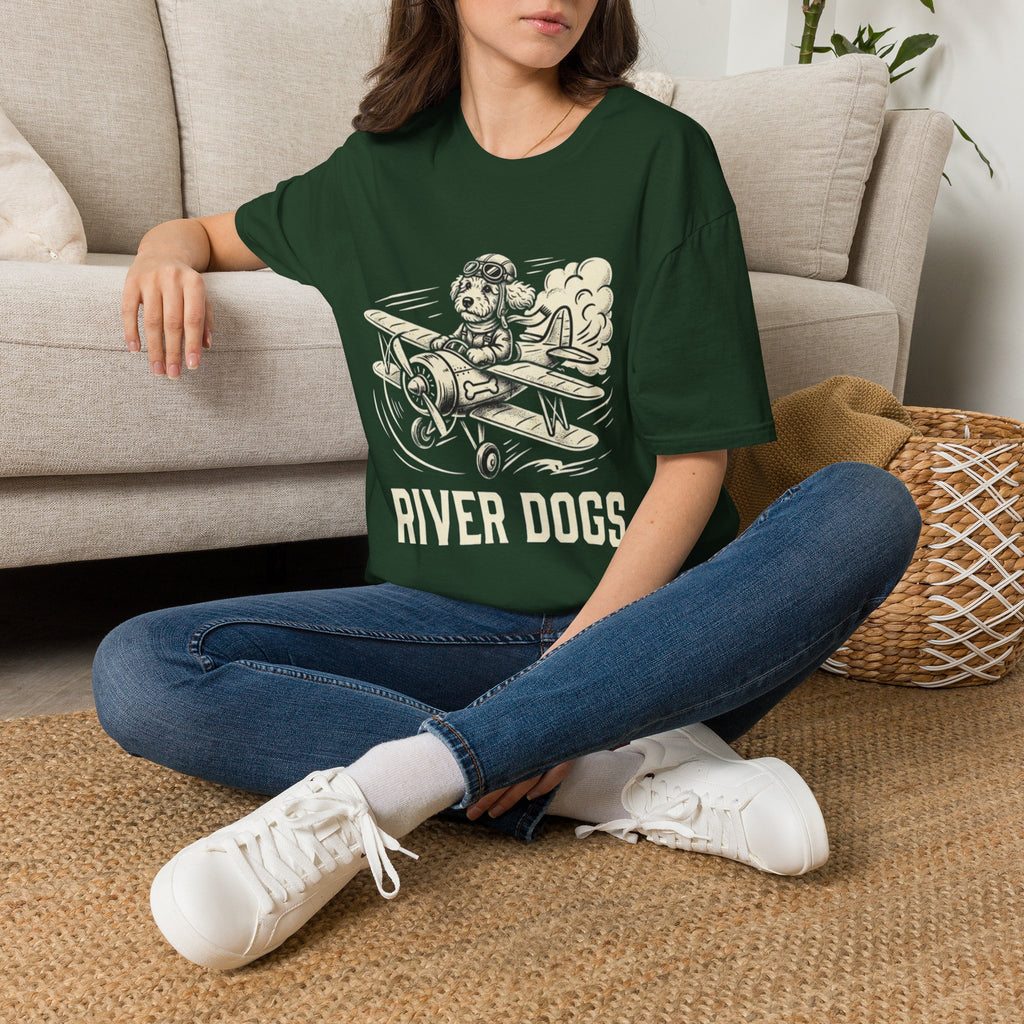 Dog Pilot T-Shirt —Dart the Adventurer "River Dogs" Vintage Airplane Graphic Tee
