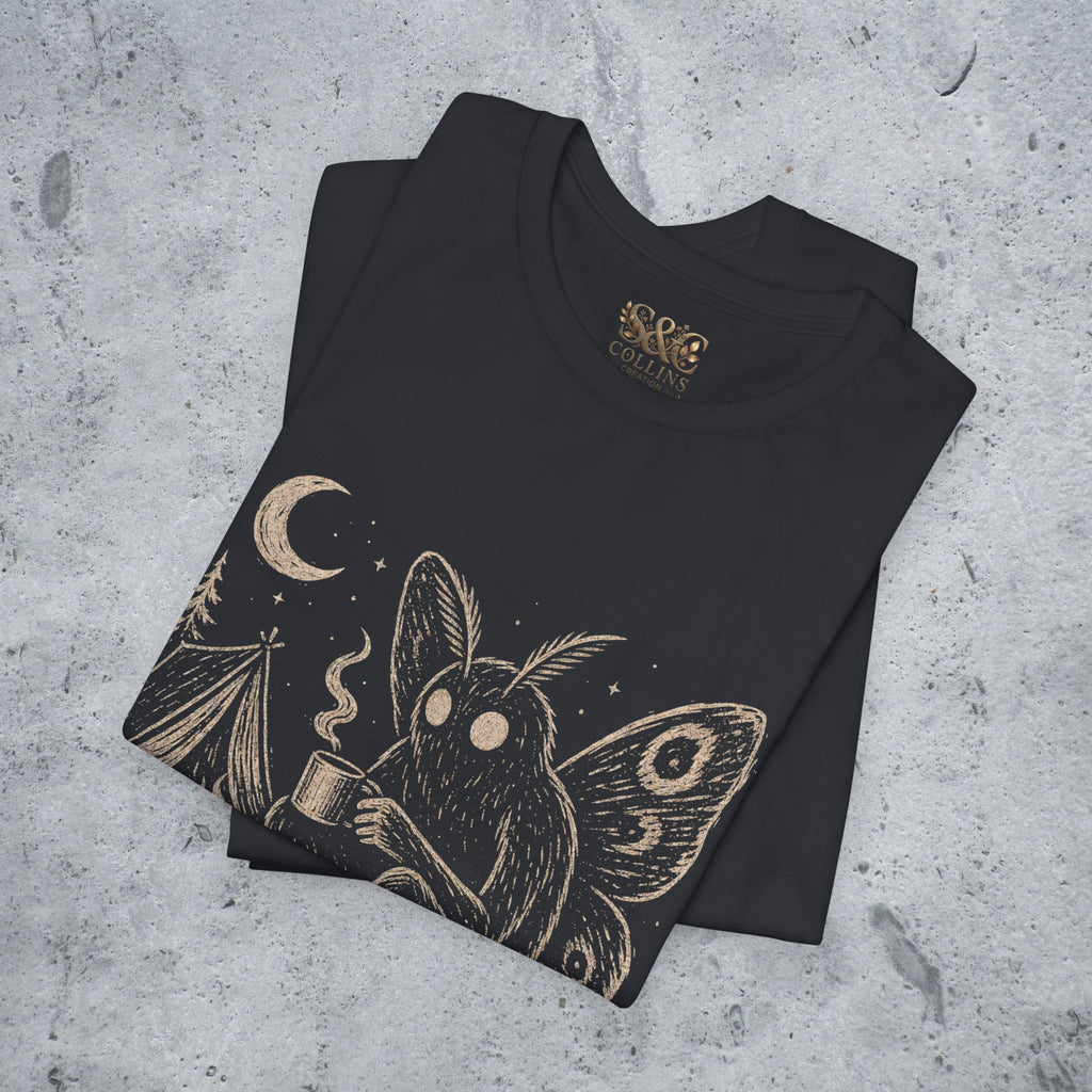 Mothman Camping Shirt | Cryptidcore Weirdcore Folk Horror Tee | Wild and Weird Cryptid Gift