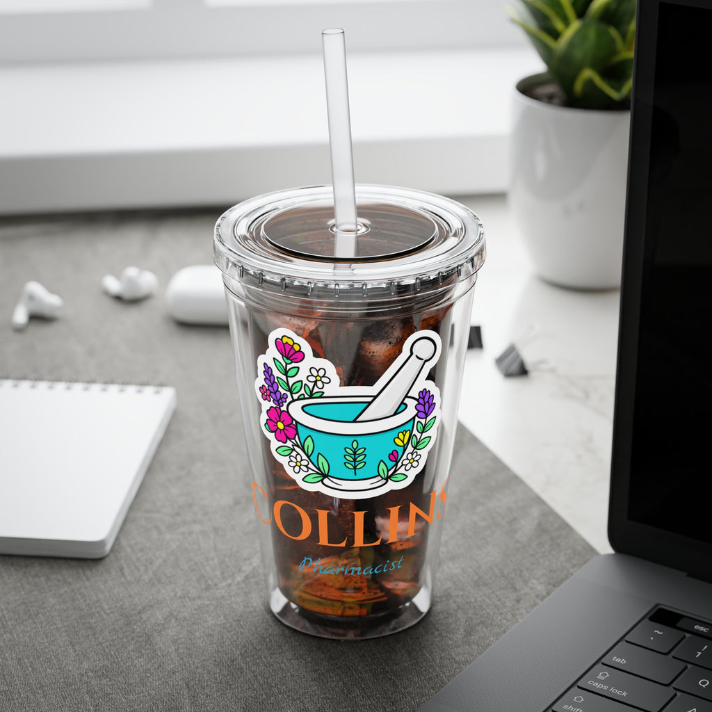 Herbal Apothecary Transparent Tumbler – Personalized 16oz Tumbler with Straw