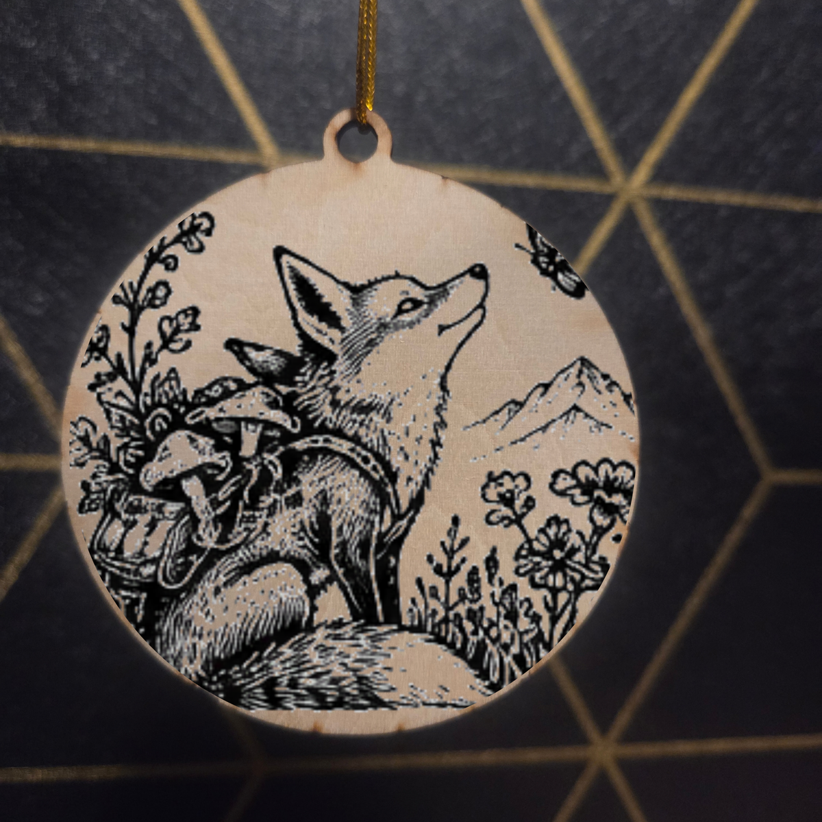 Goblincore Woodland— Wood Cut 3" Christmas Ornament