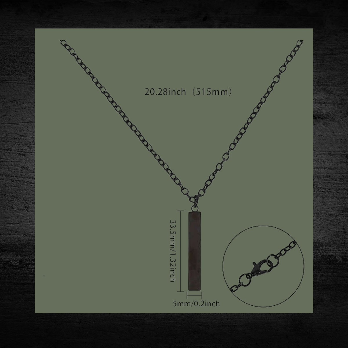 Custom Engraved Vertical Name Bar Name Necklace