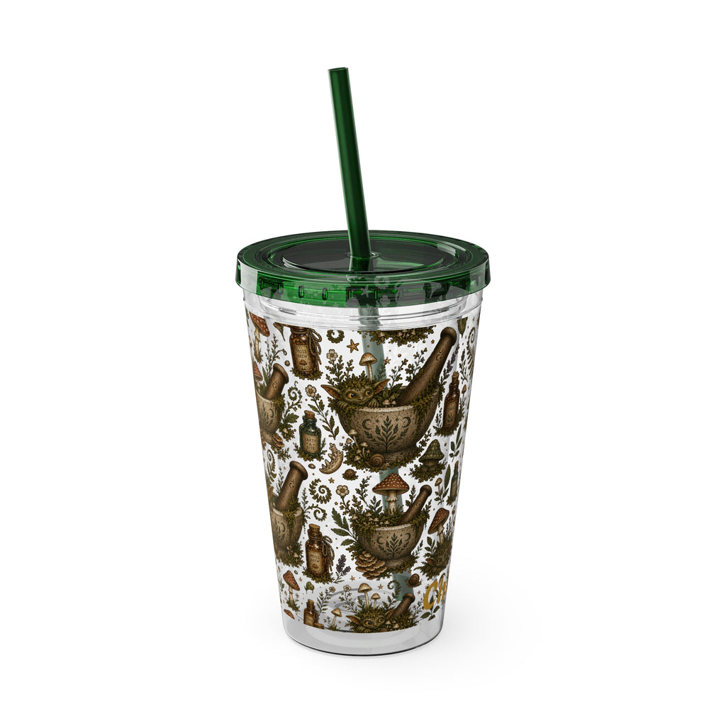 Gremlin Apothecary Mushroom Tumbler With Straw For Herbal Tea Garden Design