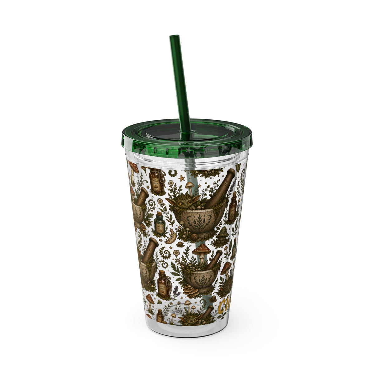 Gremlin Apothecary Mushroom Tumbler With Straw For Herbal Tea Garden Design