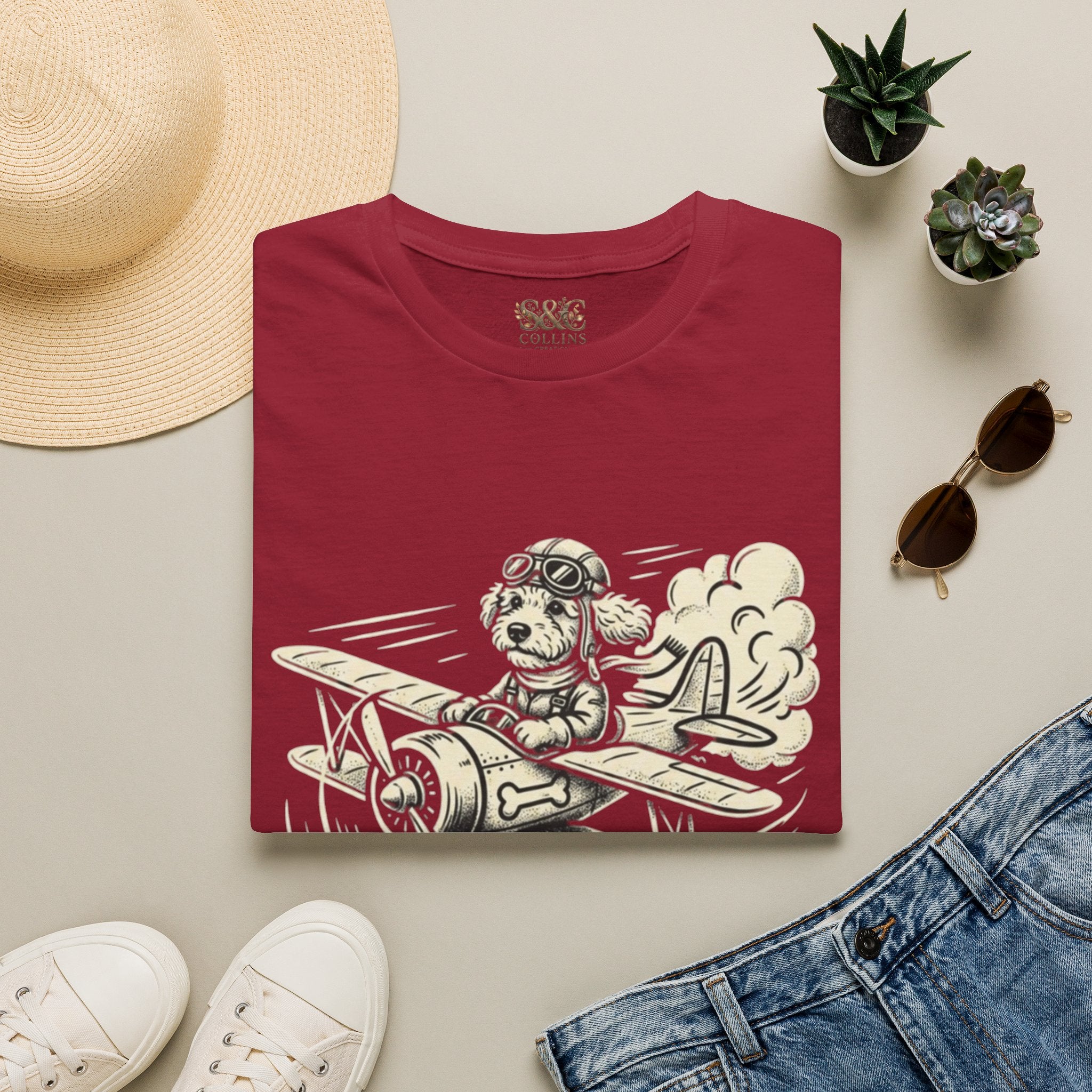 Dog Pilot T-Shirt —Dart the Adventurer "River Dogs" Vintage Airplane Graphic Tee
