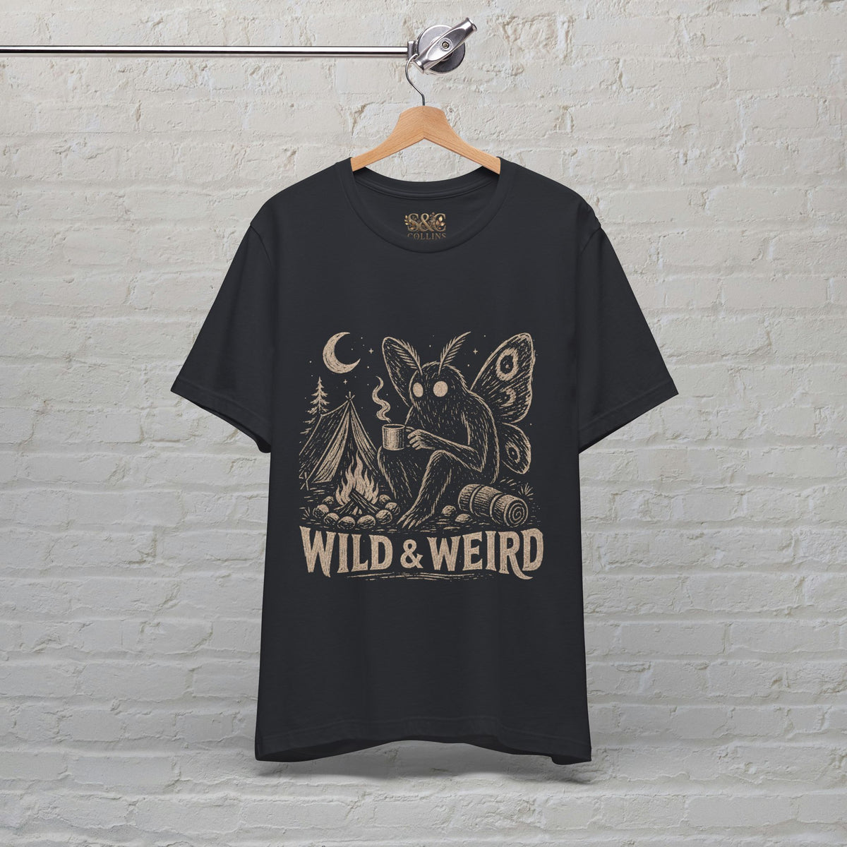 Mothman Camping Shirt | Cryptidcore Weirdcore Folk Horror Tee | Wild and Weird Cryptid Gift
