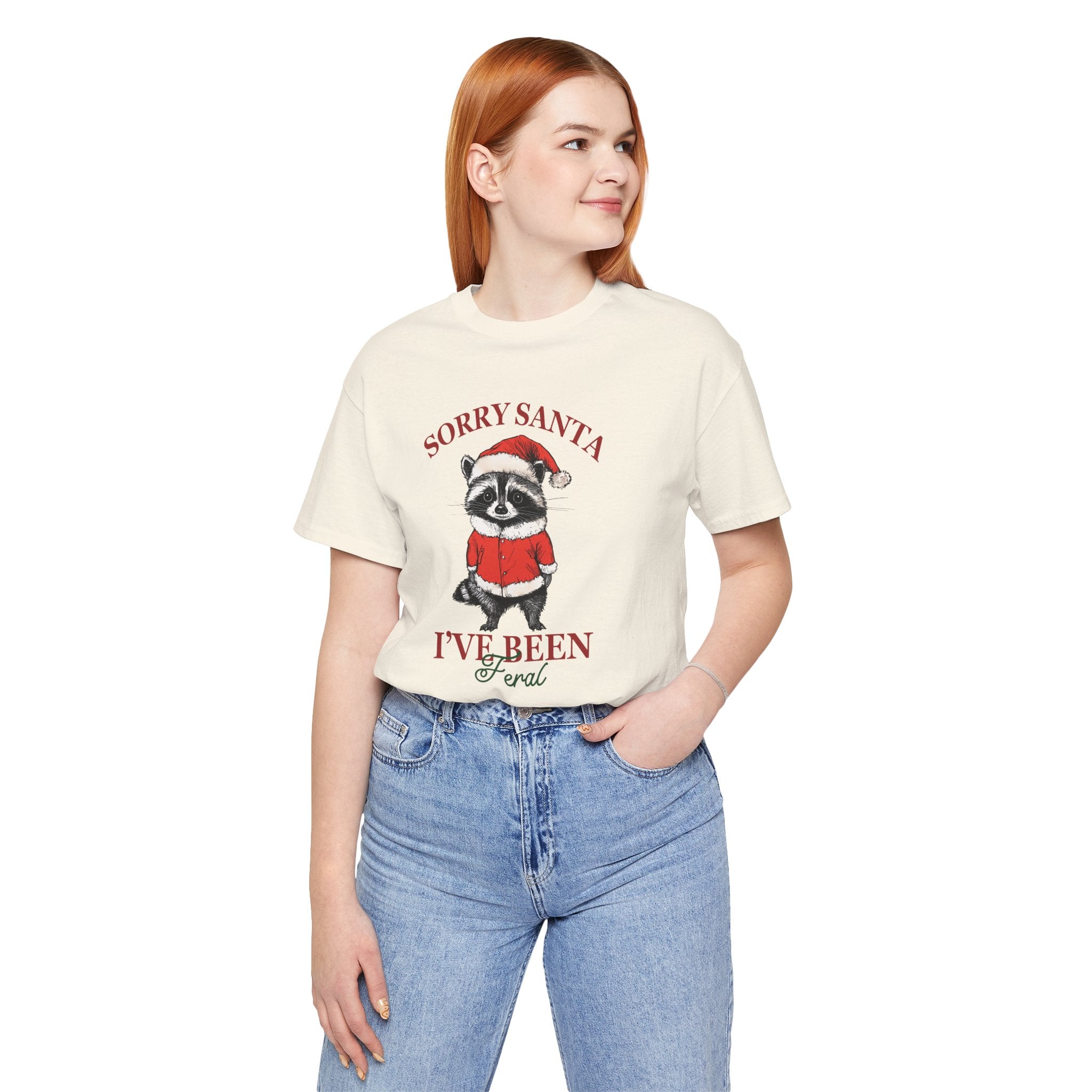 T‑Shirt — "Sorry Santa I've Been Feral" Raccoon Christmas Tee