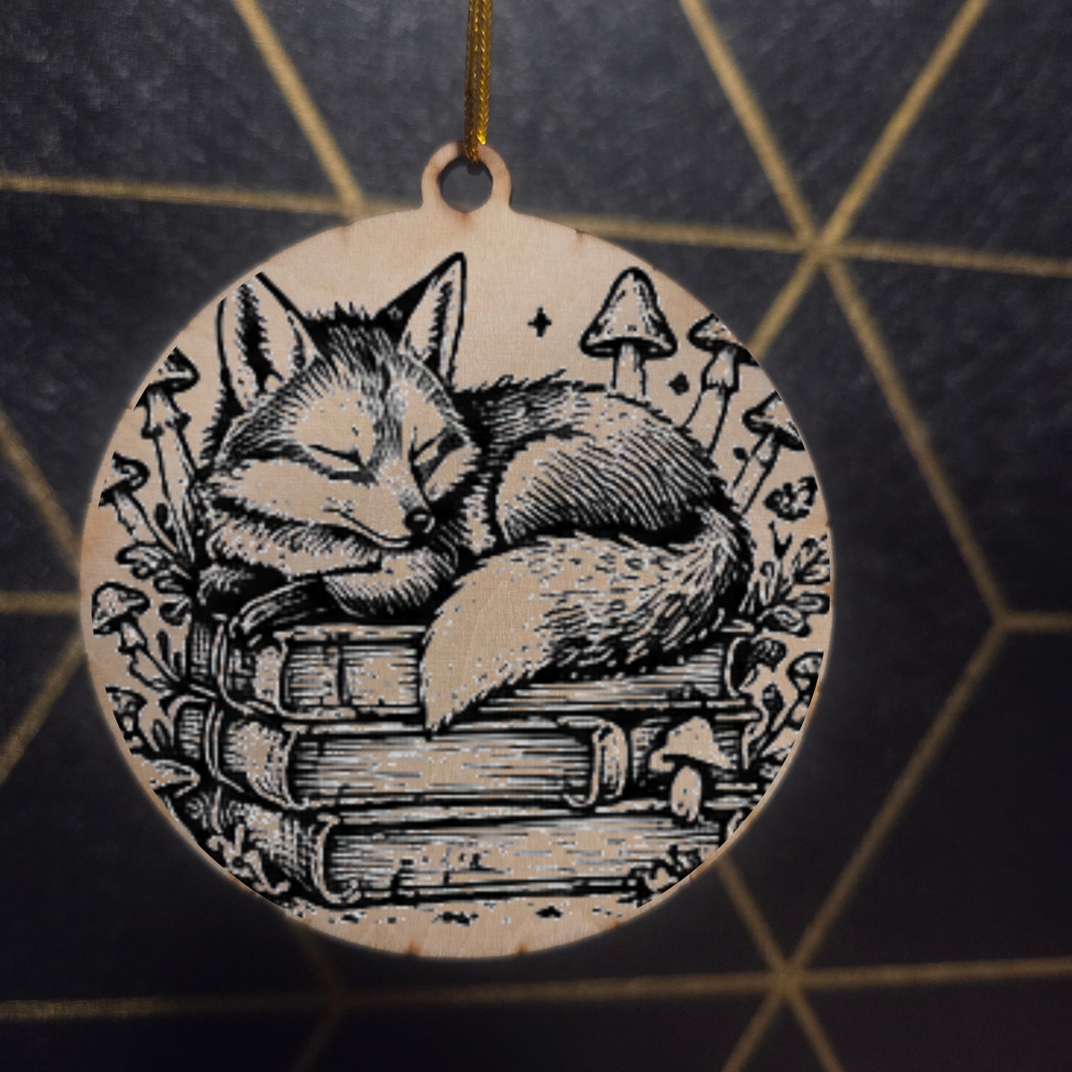 Goblincore Woodland— Wood Cut 3" Christmas Ornament