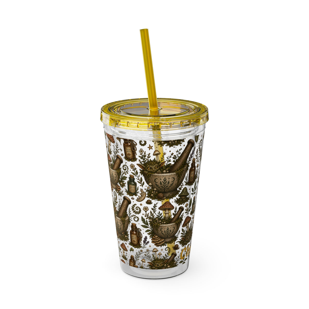 Gremlin Apothecary Mushroom Tumbler With Straw For Herbal Tea Garden Design