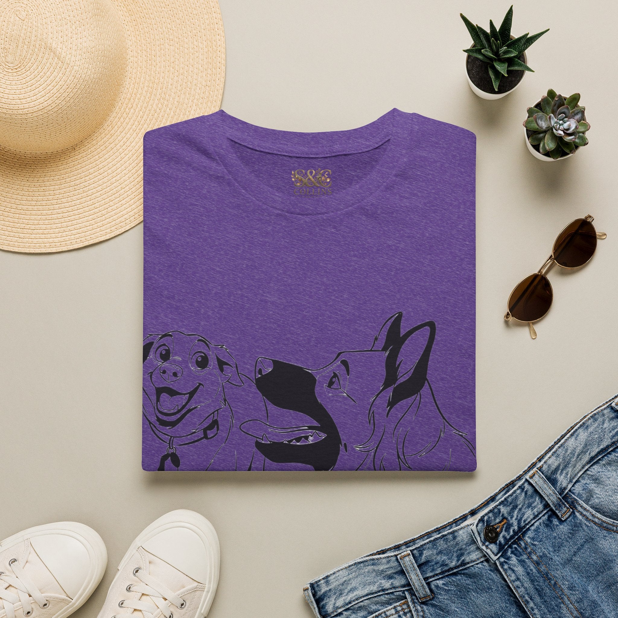 Dog Duo T-Shirt — Playful  Rancor & Ronin Toon Line Art Tee