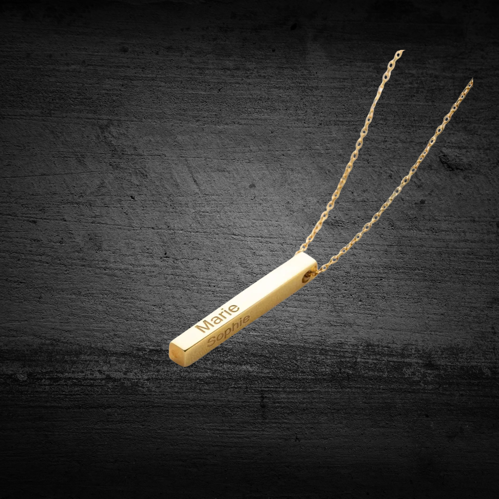 Custom Engraved Vertical Name Bar Name Necklace