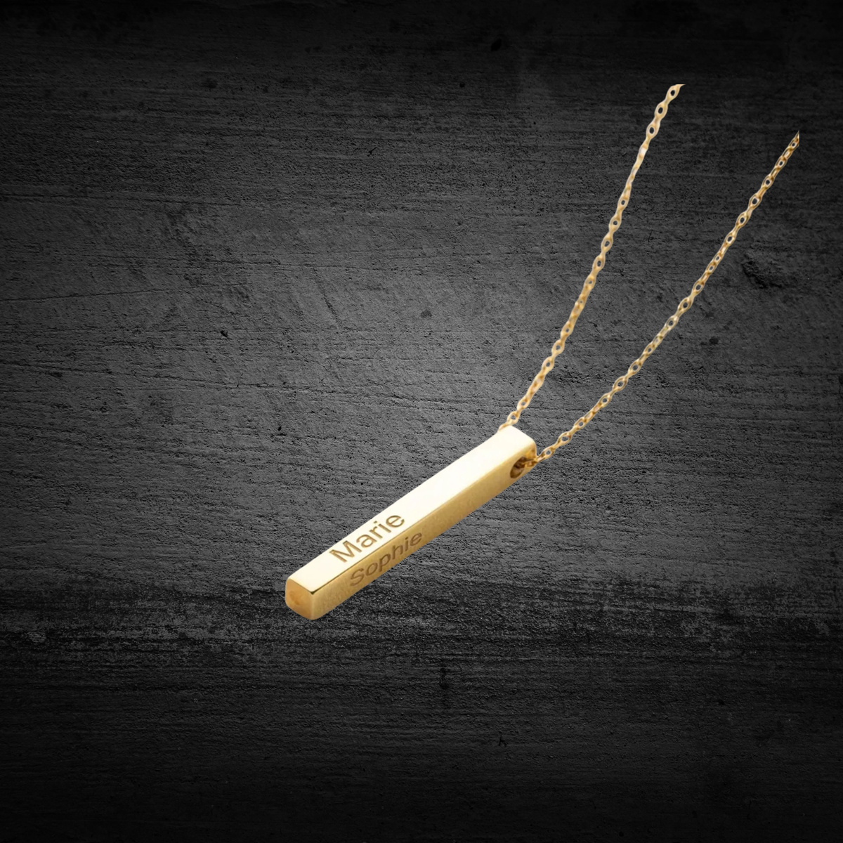 Custom Engraved Vertical Name Bar Name Necklace