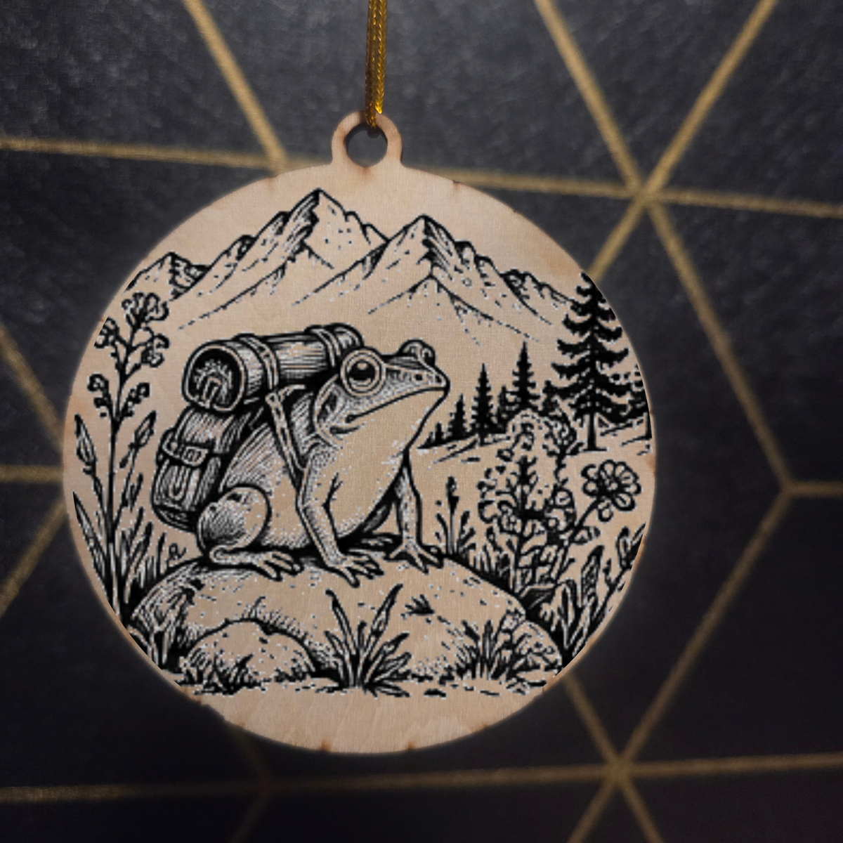 Goblincore Woodland— Wood Cut 3" Christmas Ornament