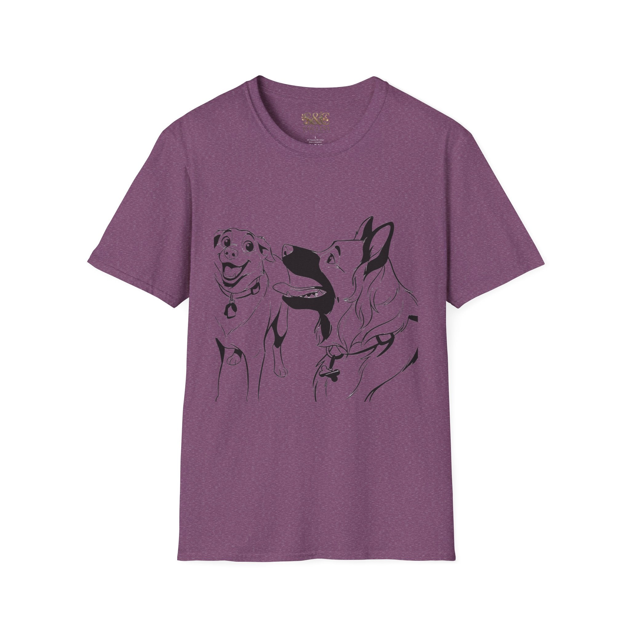 Dog Duo T-Shirt — Playful  Rancor & Ronin Toon Line Art Tee