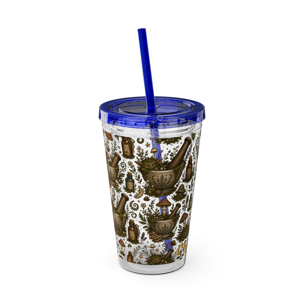 Gremlin Apothecary Mushroom Tumbler With Straw For Herbal Tea Garden Design