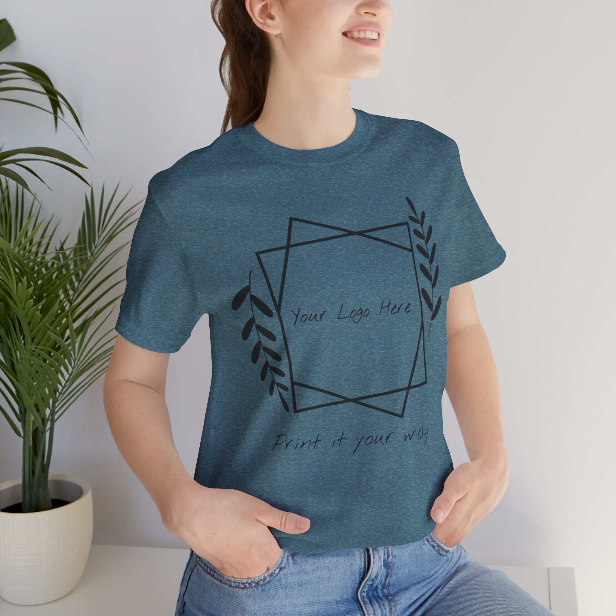 Customizable Floral Frame T‑Shirt – "Print it your way" Personalized Tee