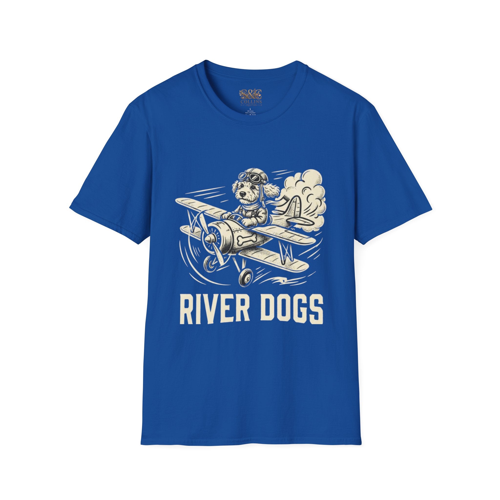 Dog Pilot T-Shirt —Dart the Adventurer "River Dogs" Vintage Airplane Graphic Tee