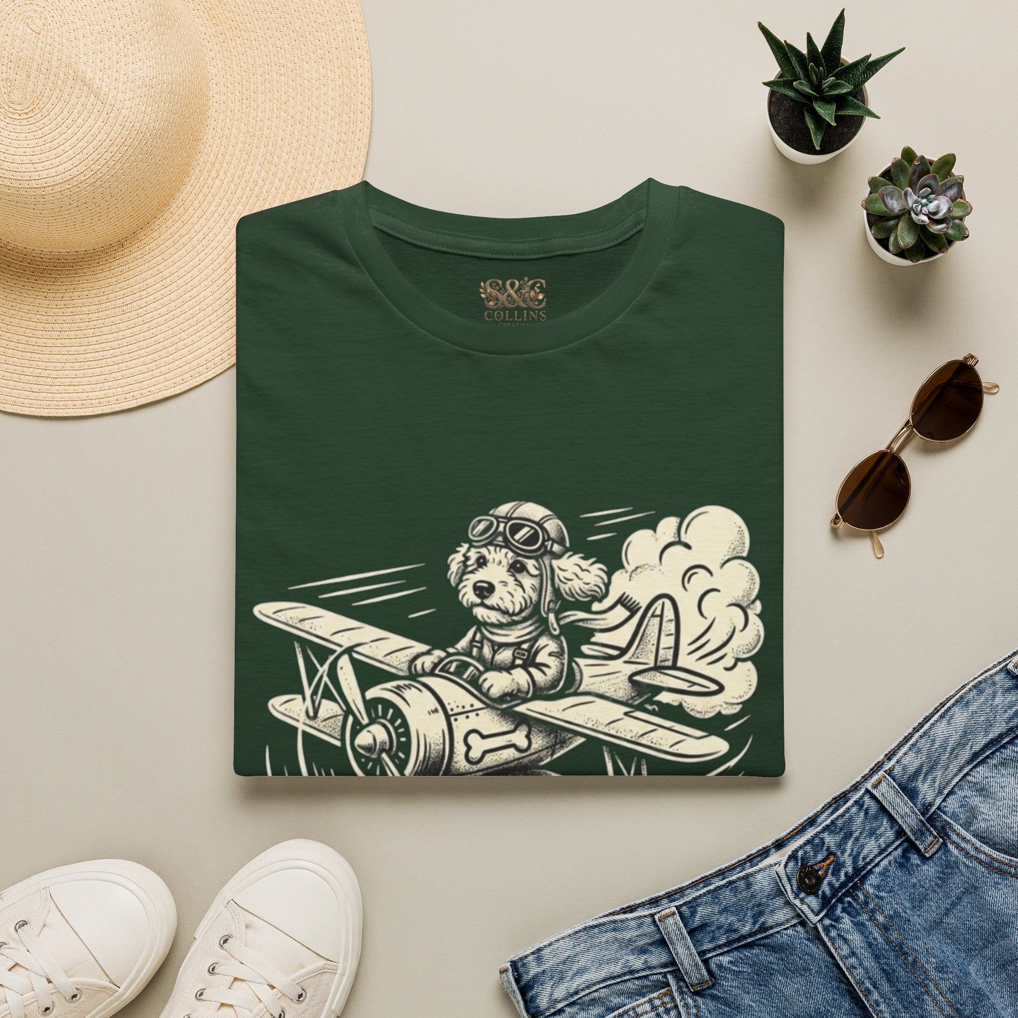 Dog Pilot T-Shirt —Dart the Adventurer "River Dogs" Vintage Airplane Graphic Tee