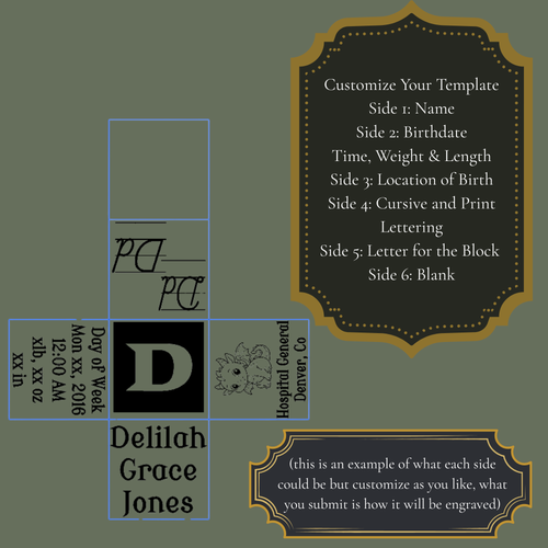 Custom Alphabet Block with Birth Stats