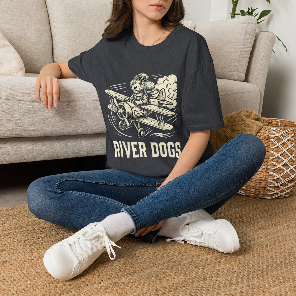 Dog Pilot T-Shirt —Dart the Adventurer "River Dogs" Vintage Airplane Graphic Tee