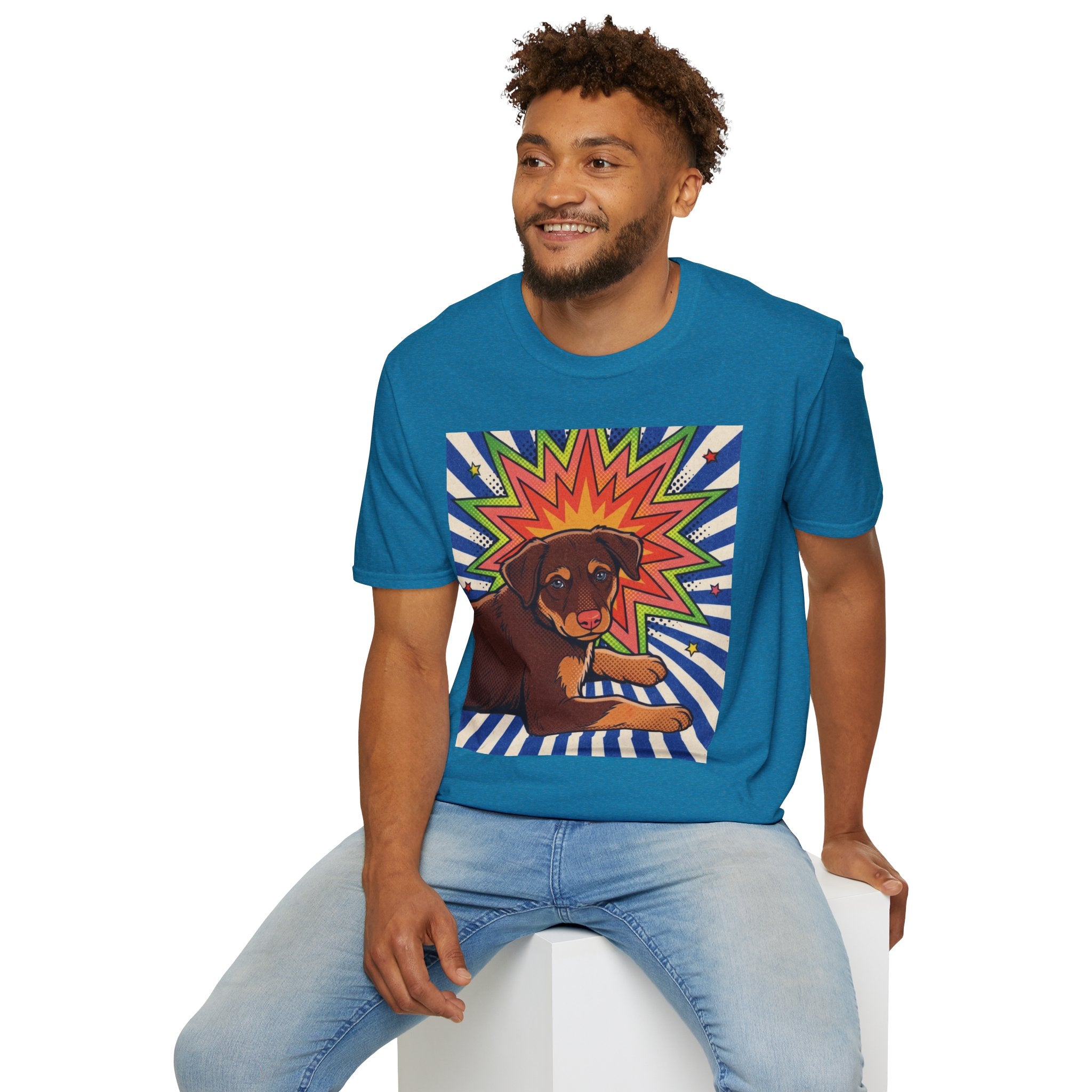 Retro Pop Art Dog T-Shirt — Colorful Ronin Puppy Graphic Tee