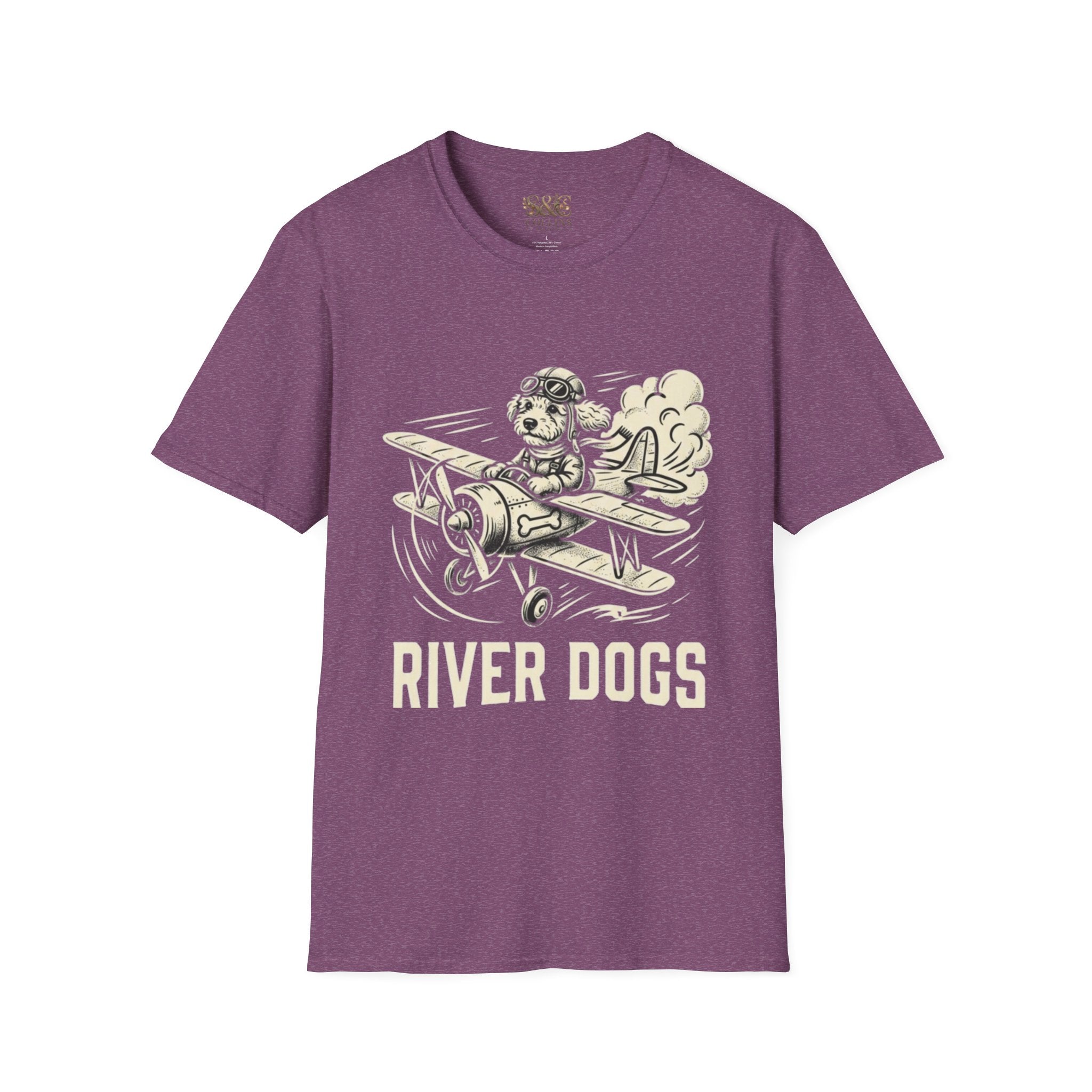 Dog Pilot T-Shirt —Dart the Adventurer "River Dogs" Vintage Airplane Graphic Tee
