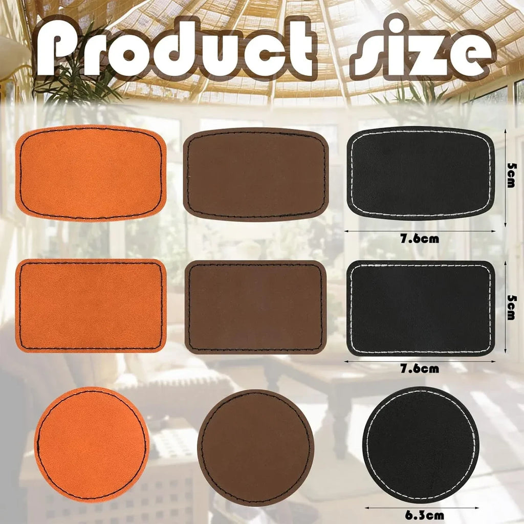 Customizable iron-on adhesive faux leather patches