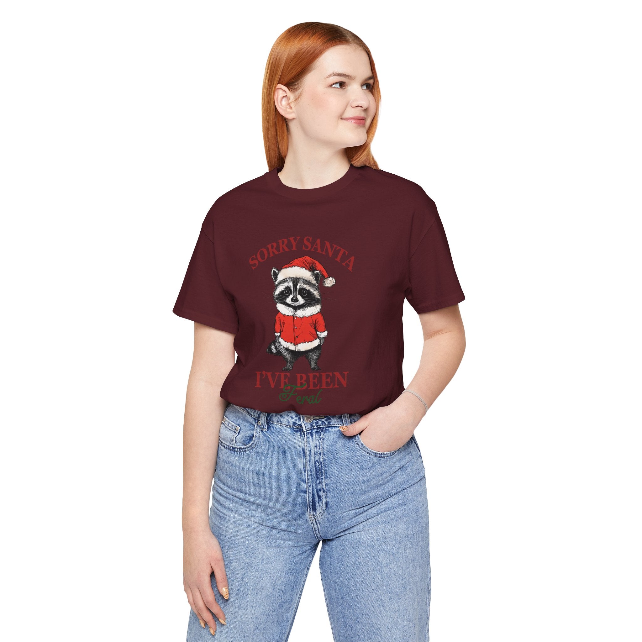 T‑Shirt — "Sorry Santa I've Been Feral" Raccoon Christmas Tee