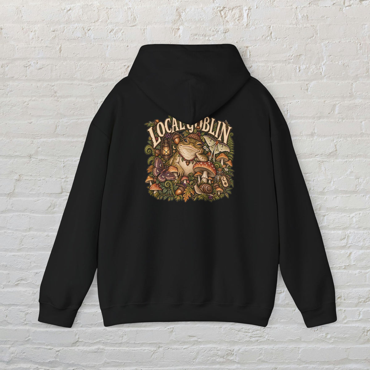 Hoodie — 'Local Goblin' Vintage Fantasy Graphic Hoodie