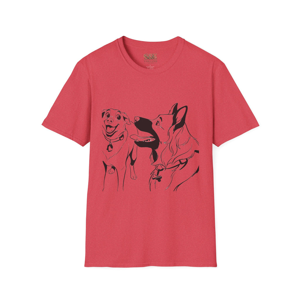 Dog Duo T-Shirt — Playful  Rancor & Ronin Toon Line Art Tee