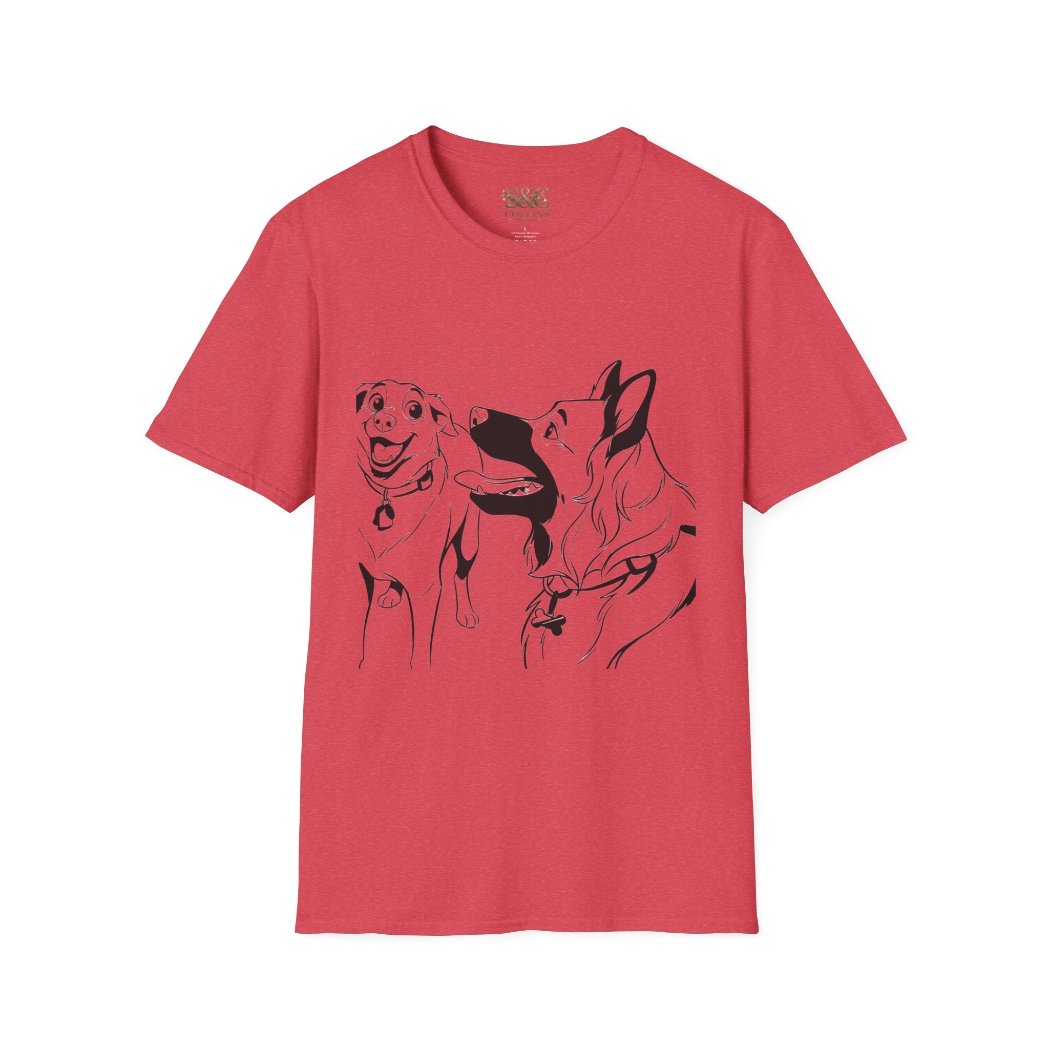 Dog Duo T-Shirt — Playful  Rancor & Ronin Toon Line Art Tee