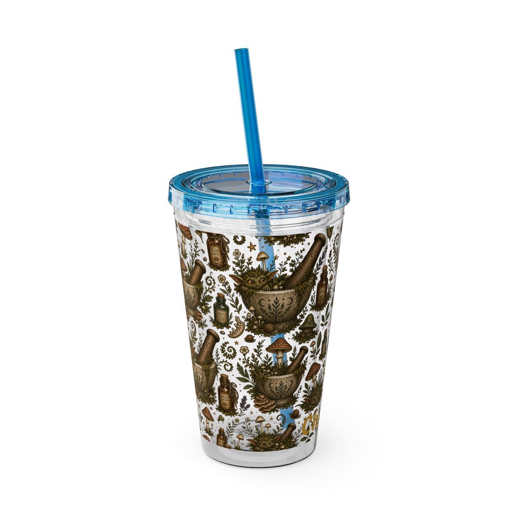 Gremlin Apothecary Mushroom Tumbler With Straw For Herbal Tea Garden Design