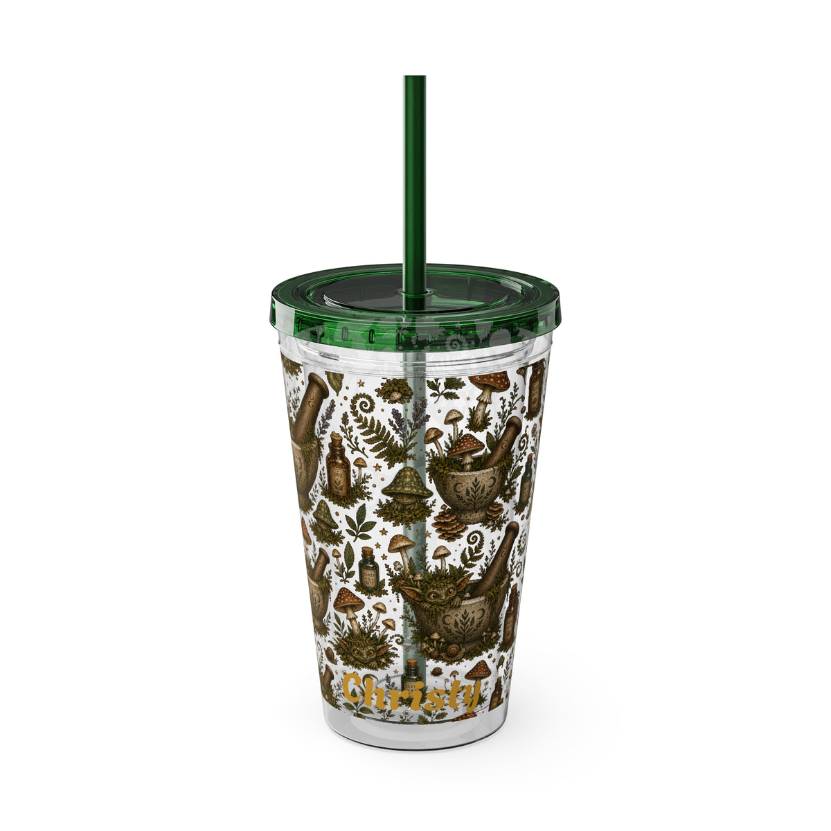 Gremlin Apothecary Mushroom Tumbler With Straw For Herbal Tea Garden Design