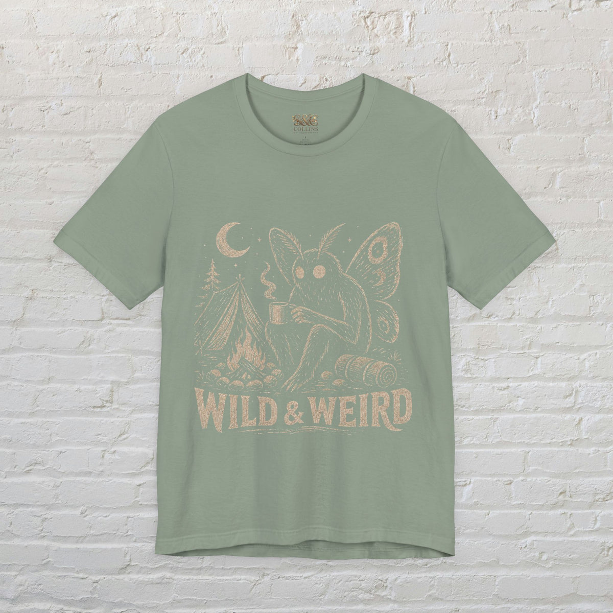 Mothman Camping Shirt | Cryptidcore Weirdcore Folk Horror Tee | Wild and Weird Cryptid Gift