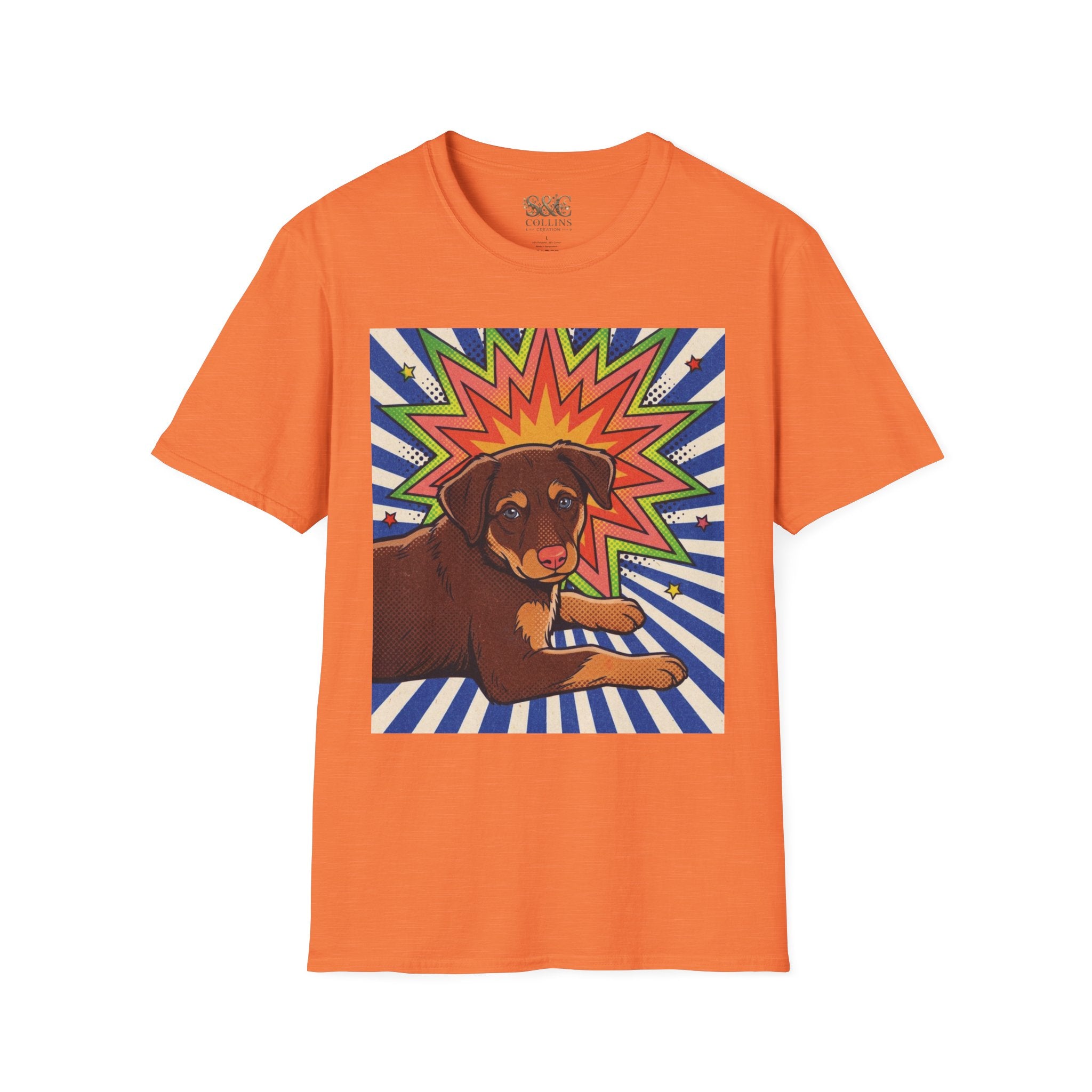 Retro Pop Art Dog T-Shirt — Colorful Ronin Puppy Graphic Tee