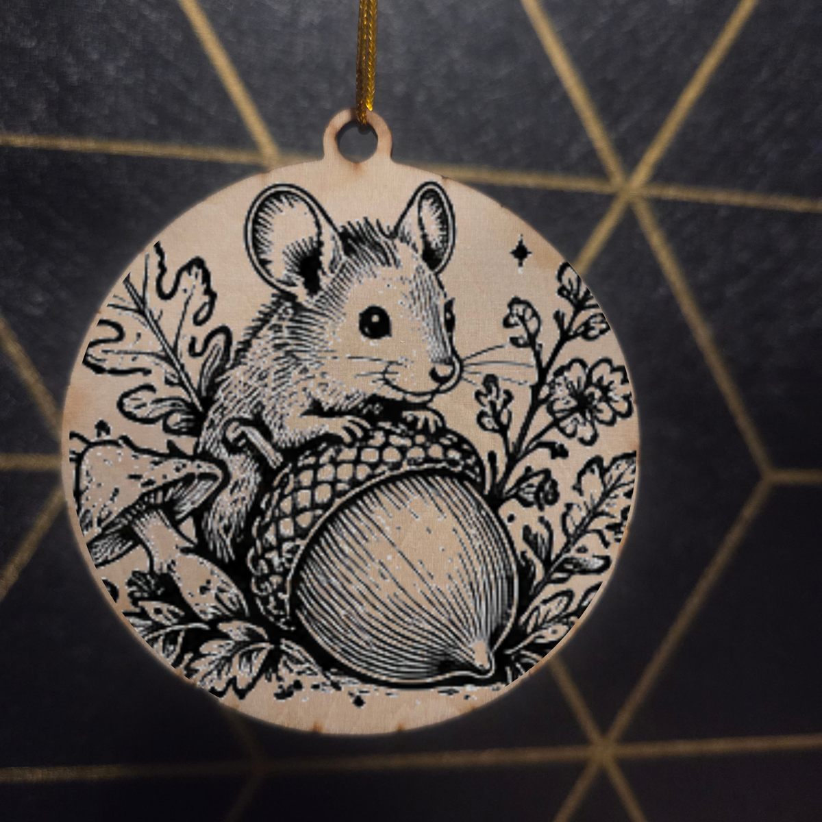 Goblincore Woodland— Wood Cut 3" Christmas Ornament