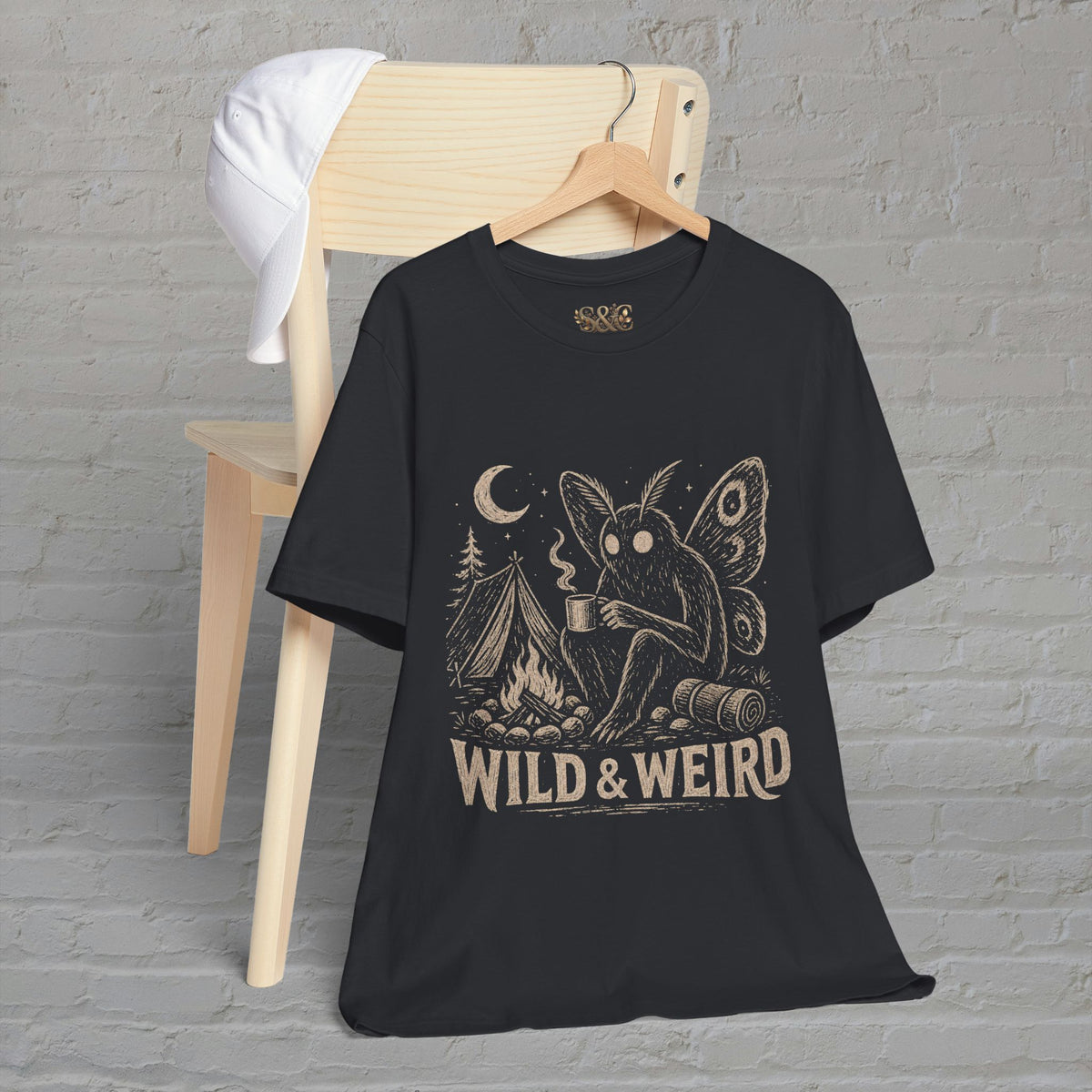 Mothman Camping Shirt | Cryptidcore Weirdcore Folk Horror Tee | Wild and Weird Cryptid Gift