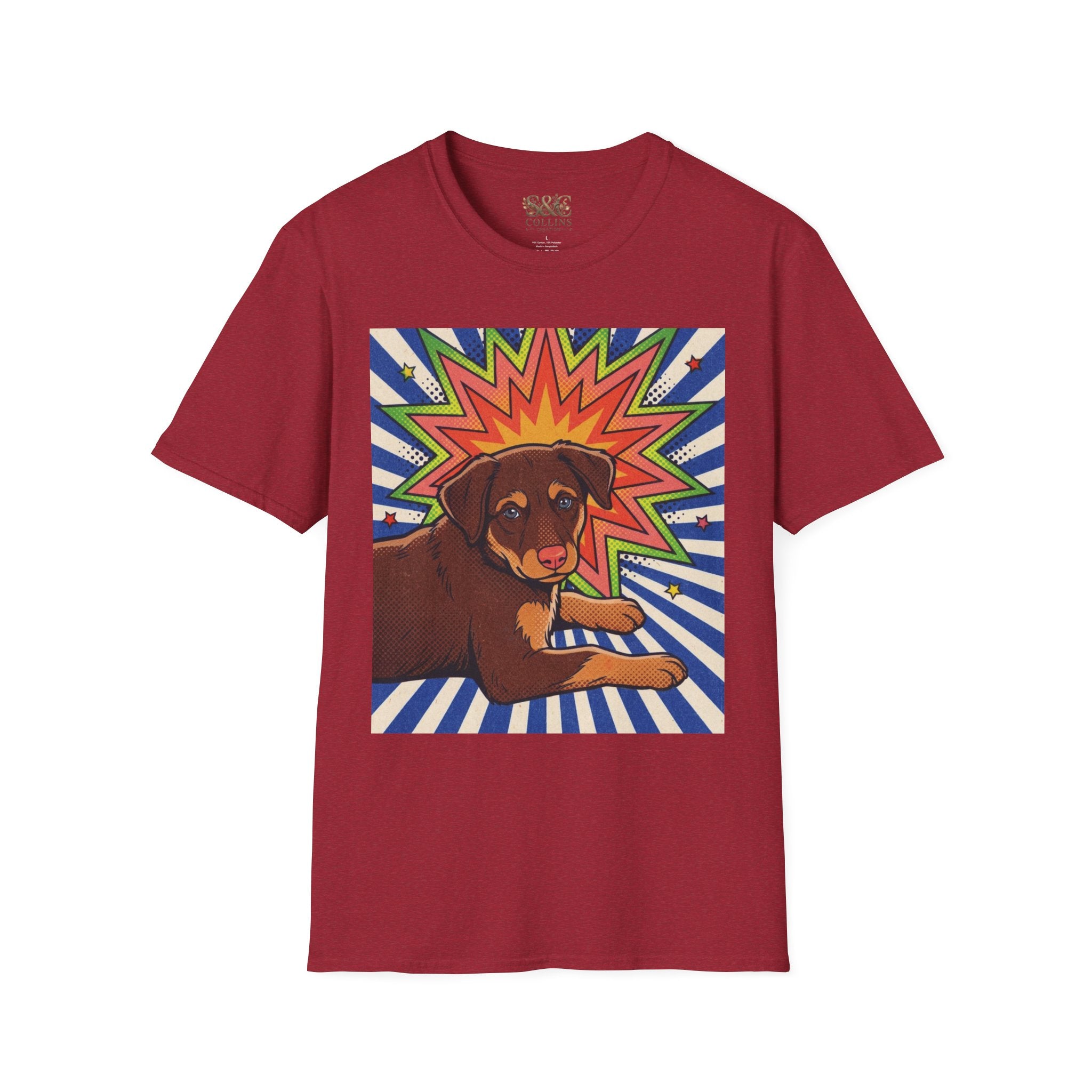 Retro Pop Art Dog T-Shirt — Colorful Ronin Puppy Graphic Tee
