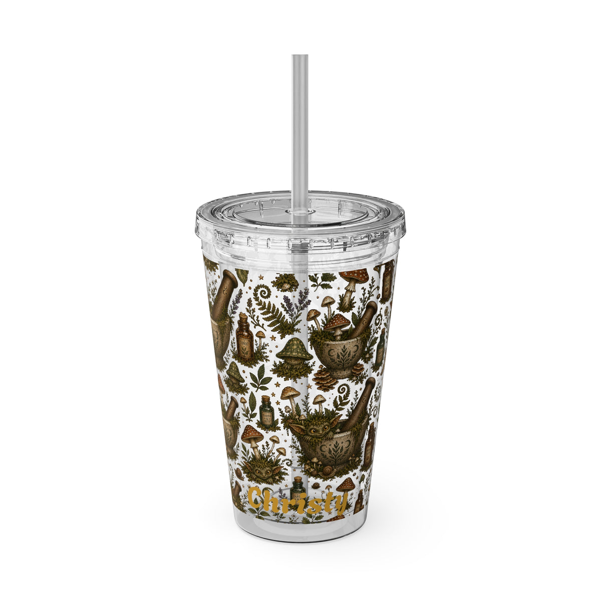 Gremlin Apothecary Mushroom Tumbler With Straw For Herbal Tea Garden Design