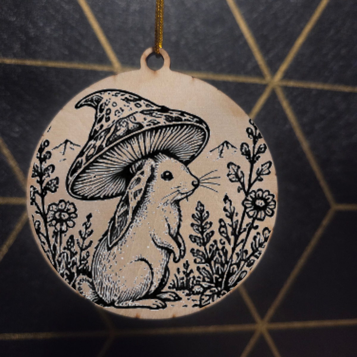 Goblincore Woodland— Wood Cut 3" Christmas Ornament