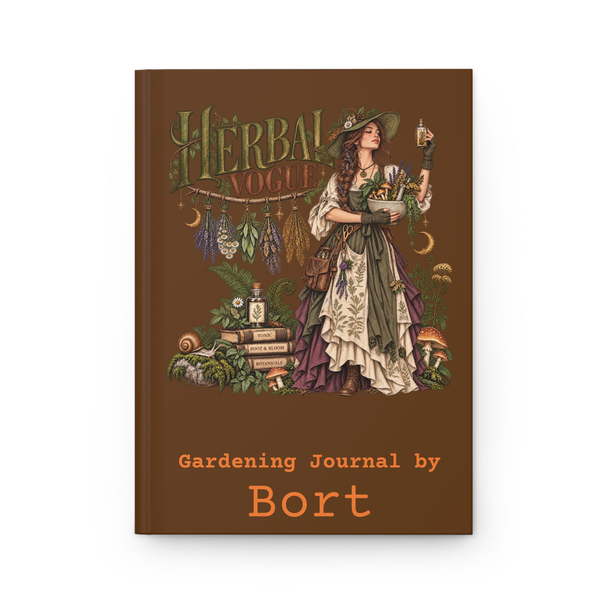 Gardening Journal — Herbalist Botanical Hardcover Notebook "Herbal Vogue"