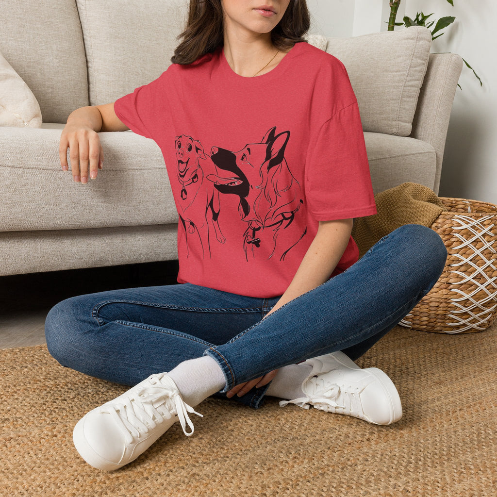 Dog Duo T-Shirt — Playful  Rancor & Ronin Toon Line Art Tee