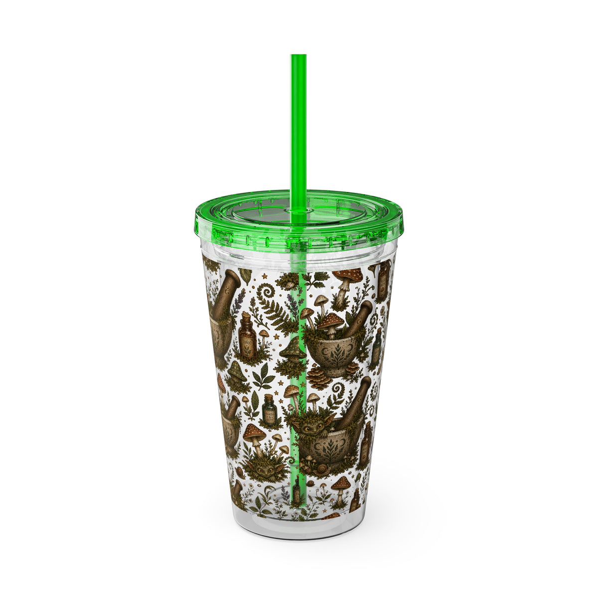 Gremlin Apothecary Mushroom Tumbler With Straw For Herbal Tea Garden Design