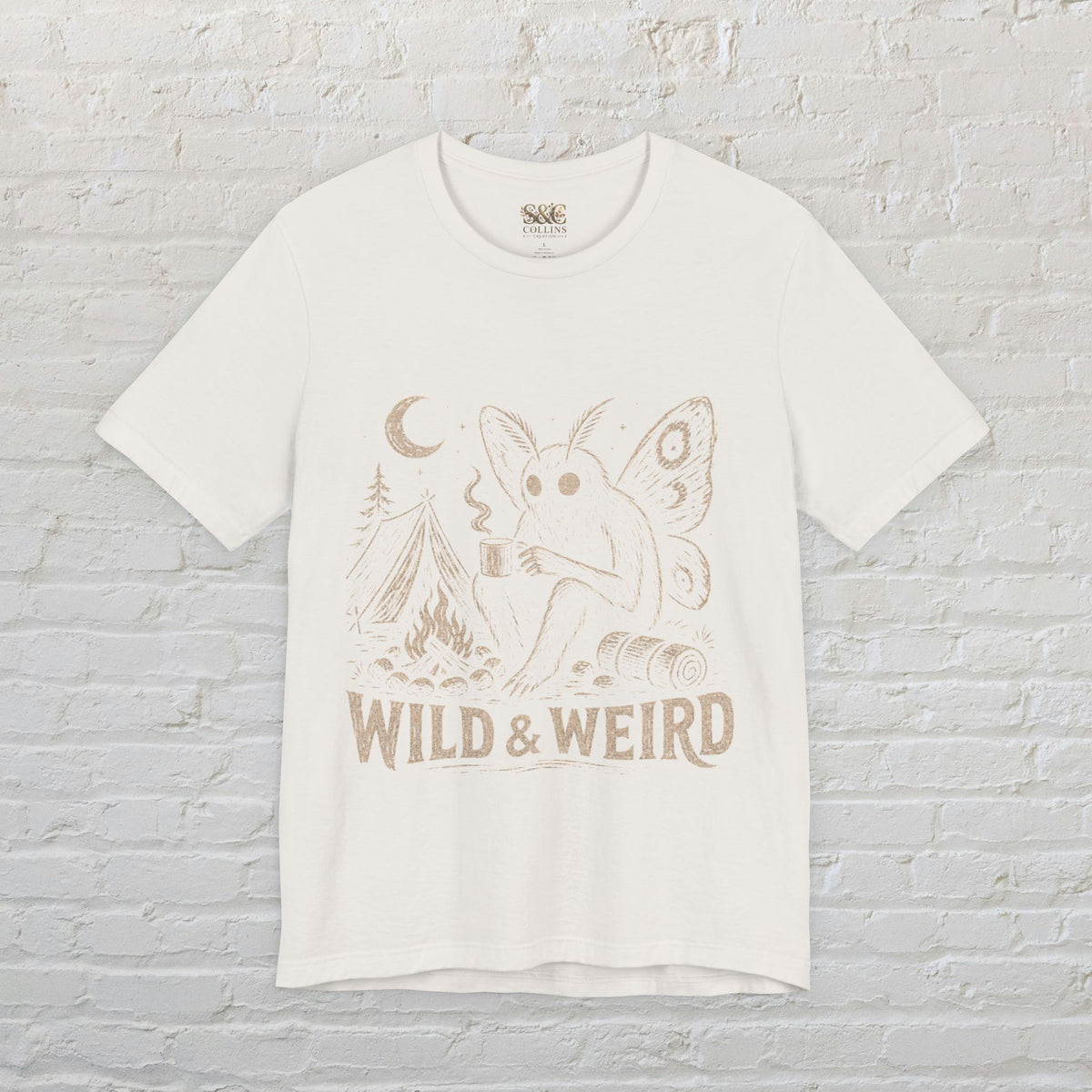 Mothman Camping Shirt | Cryptidcore Weirdcore Folk Horror Tee | Wild and Weird Cryptid Gift