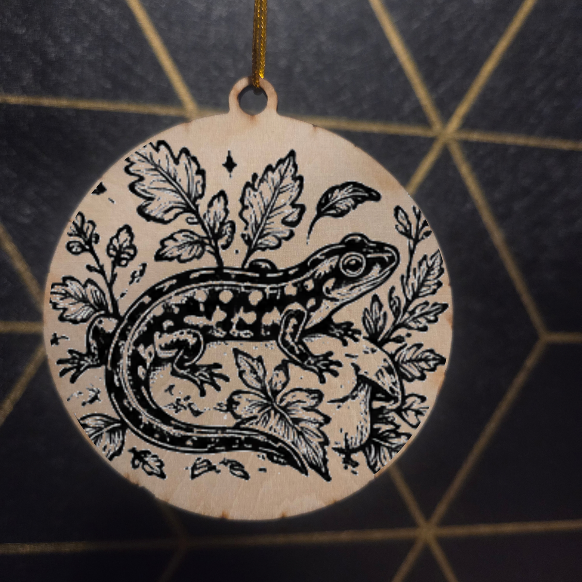 Goblincore Woodland— Wood Cut 3" Christmas Ornament