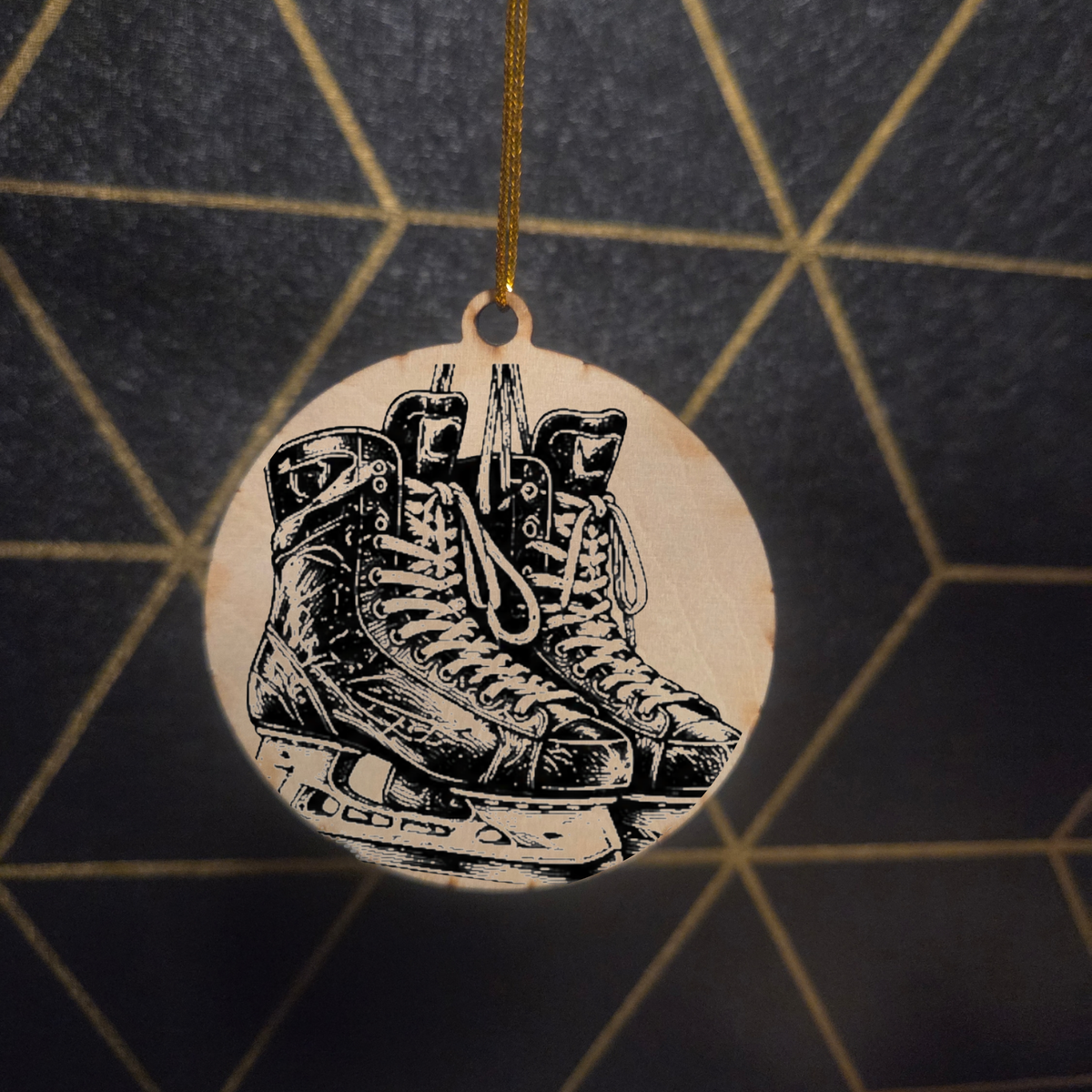 Hockey — Wood Cut 3" Christmas Ornament