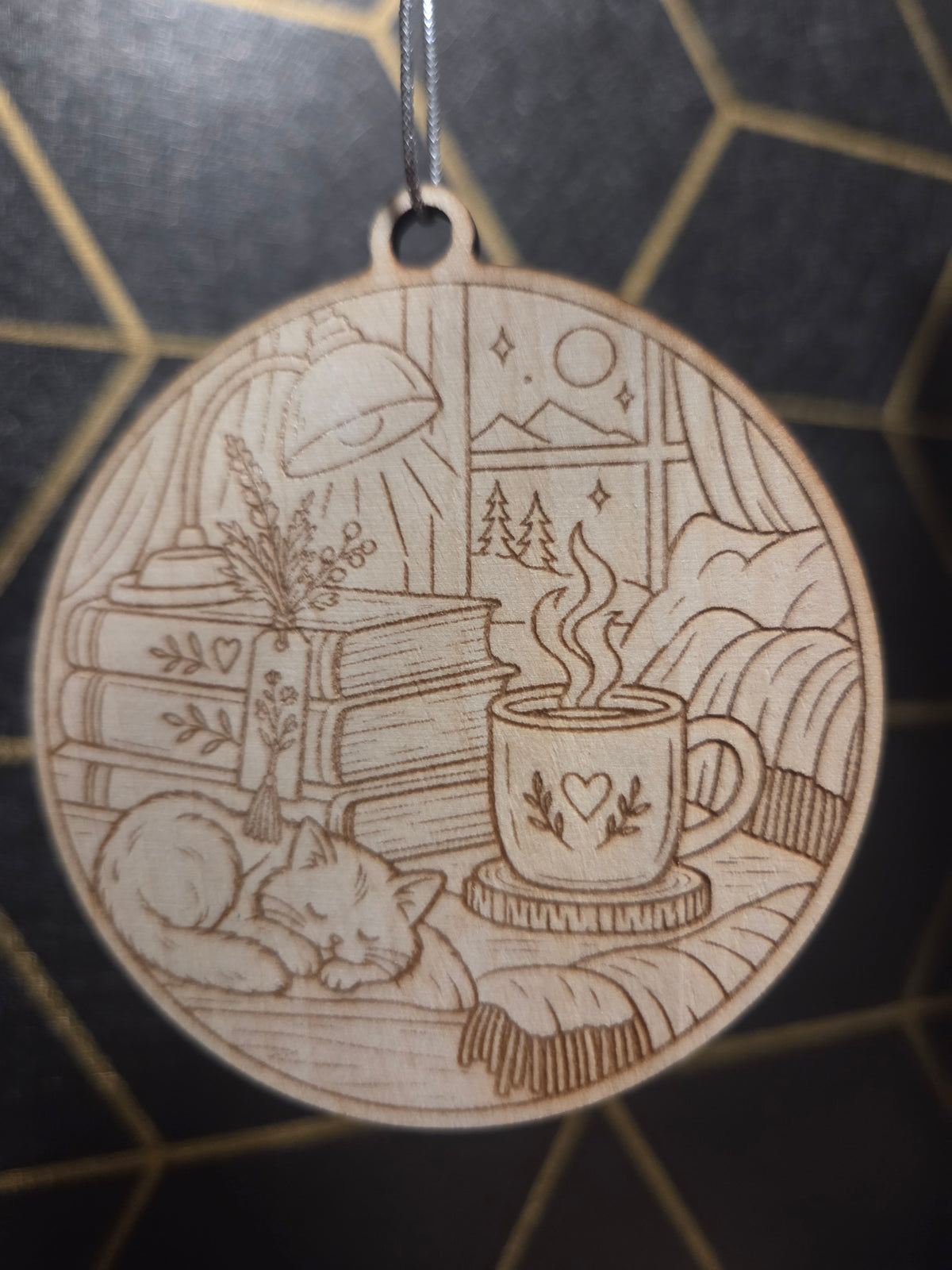 Reading Book Lover — Wood Cut 3" Christmas Ornament