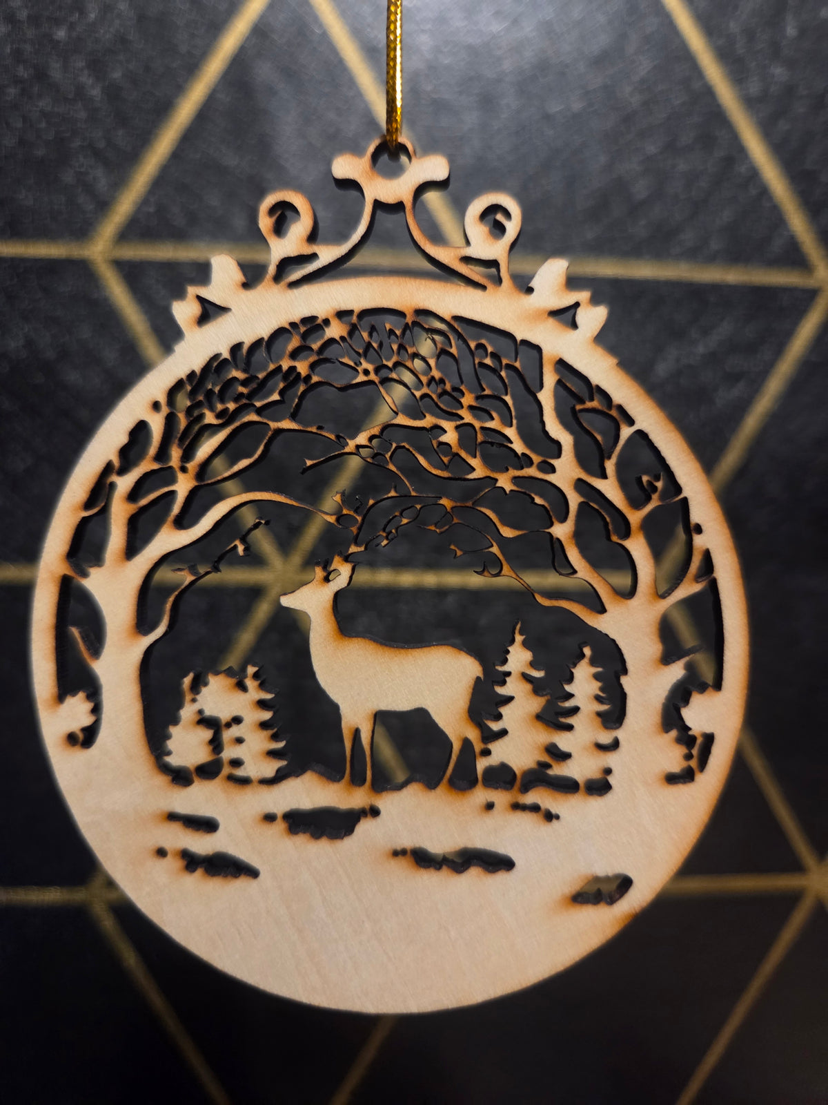 Deer in The Meadow Wood Cut 3" Christmas Ornament
