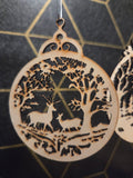 Deer in The Meadow Wood Cut 3" Christmas Ornament