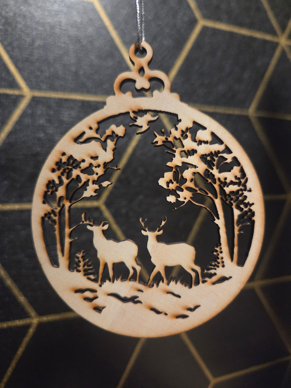 Deer in The Meadow Wood Cut 3" Christmas Ornament
